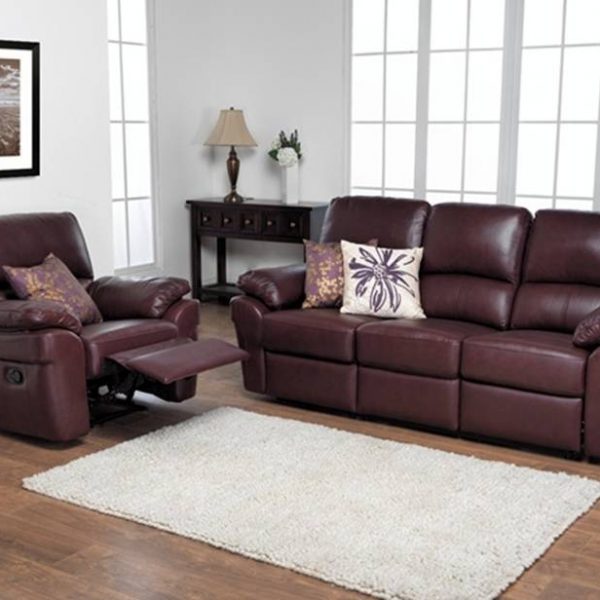 Monzano Brown leather suite in Swadlincote with leather recliver chair