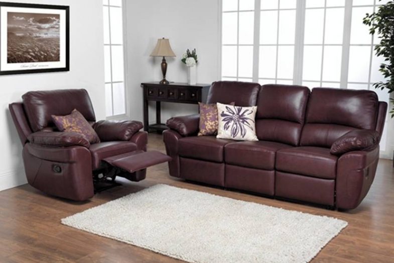 Monzano Brown leather suite in Swadlincote with leather recliver chair