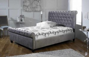 The Orbit Bed in Plush Silver - Showroom Collection - Coyte Bed Shop in Swadlincote