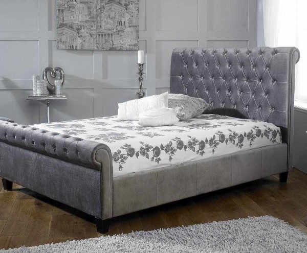 The Orbit Bed in Plush Silver - Showroom Collection - Coyte Bed Shop in Swadlincote