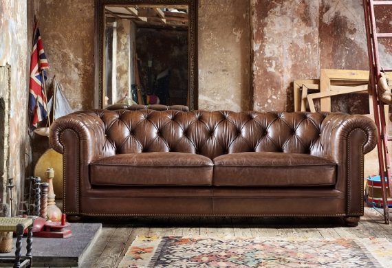 chesterfield style leather or fabric sofa range with non sag spring unit in the seat cushion
