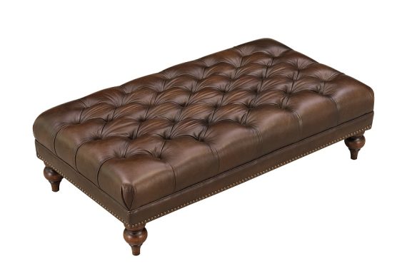 buttoned footstool in a chesterfield design available in leather & fabric